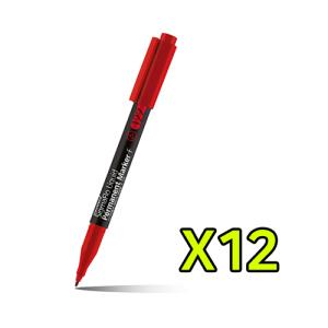 [모나미] 시그마플로 생잉크네임펜F122중간닙(적색)_12개입